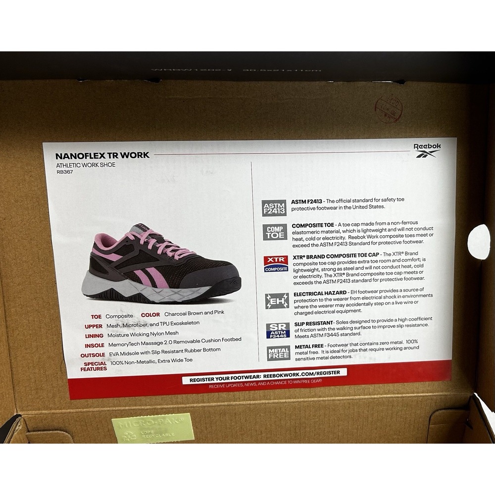 Reebok‎ Women's NANOFLEX TR Work Safety Shoe Size 7.5 RB367 - Picture 11 of 12
